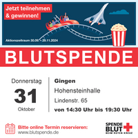 Blut spenden in der BOSIG-HOHENSTEINHALLE am 31.10.2024